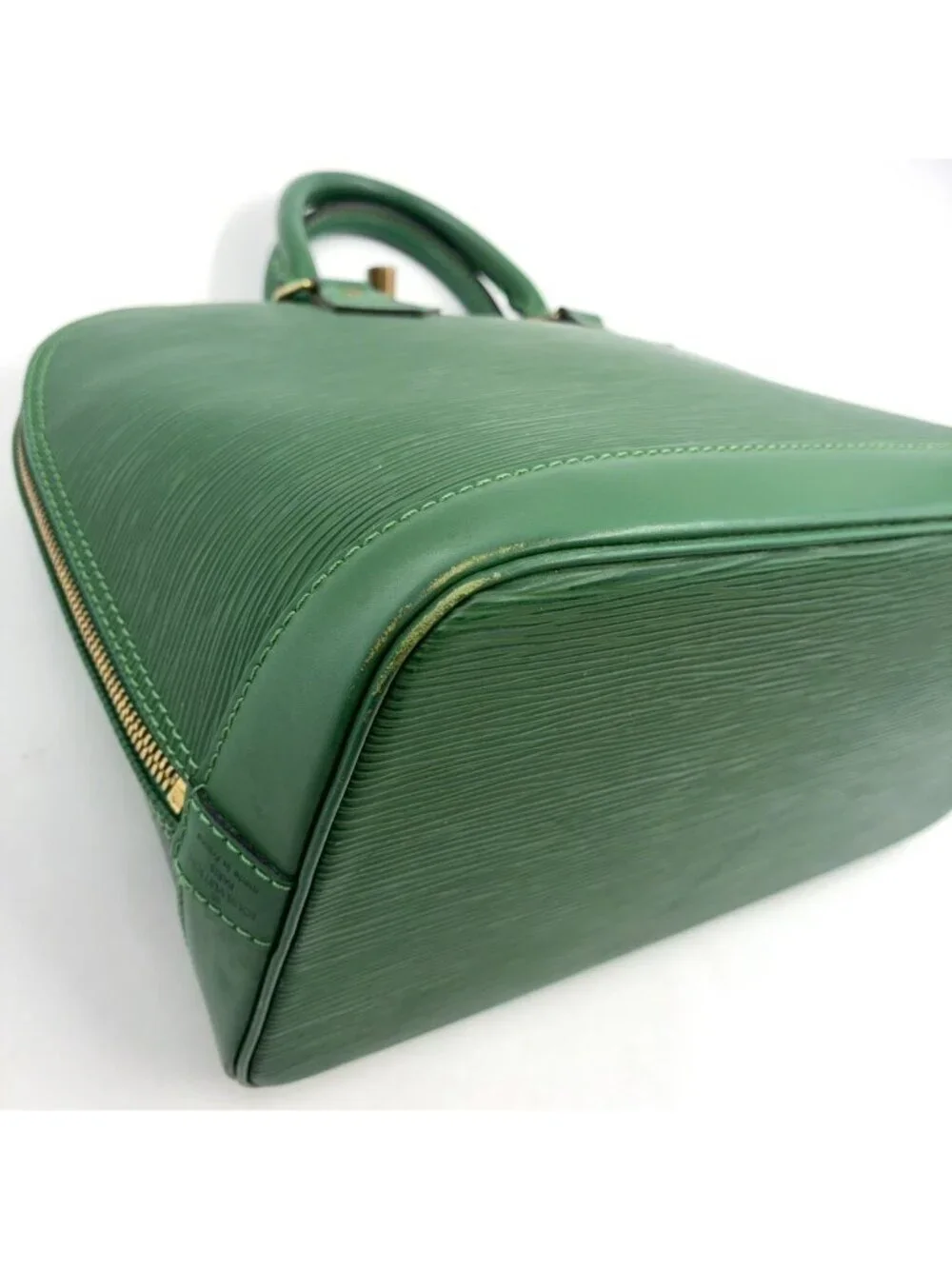 Louis Vuitton Alma Epi Borneo Green Leather Handbag Gold